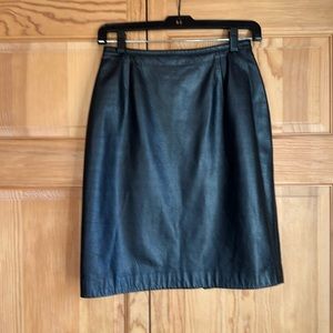 Classic Black Leather Pencil Skirt